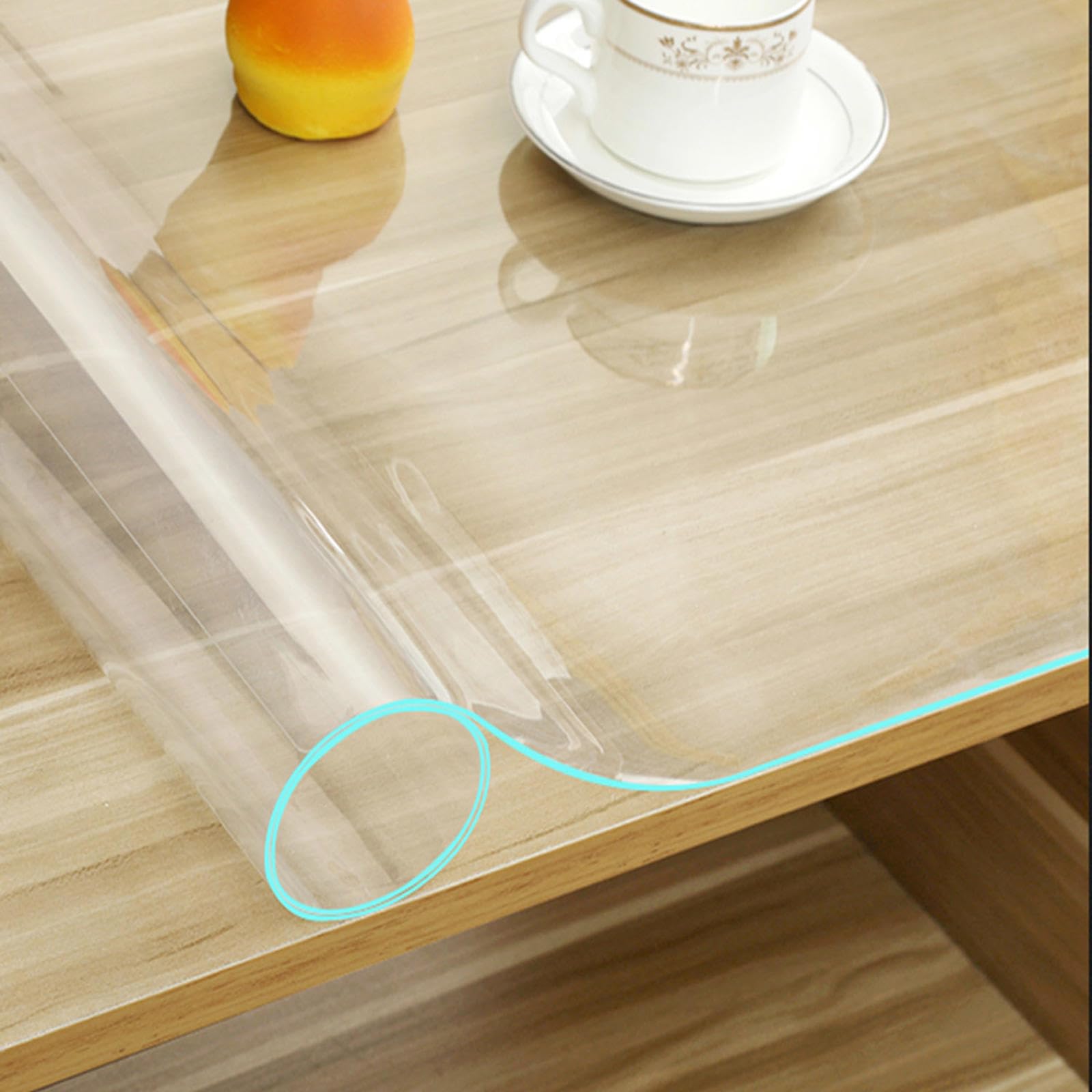 Sous-main de bureau transparent transparent de 2 mm d'épaisseur 120 x 120 cm, idéal pour cuisine, salle à manger, table basse, lavable et protecteur