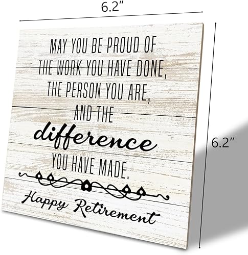 Miniatura 2 de Regalo de jubilación, placa de madera, letrero artístico de mesa de 6.2 x 6.2 pulgadas, decoración de escritorio de jubilación, regalo de jubilación