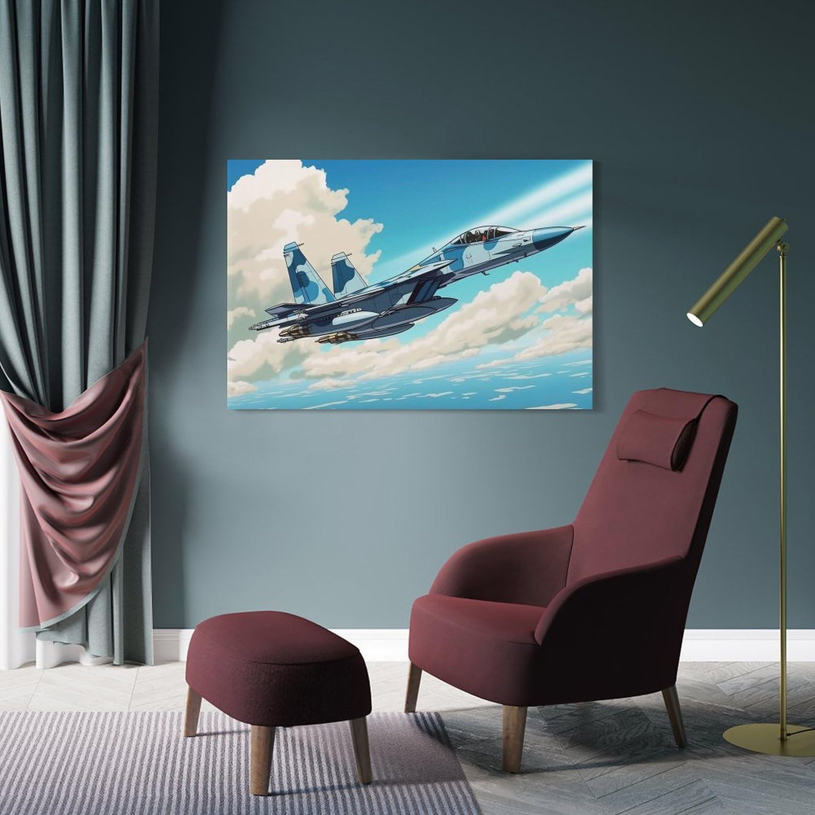 Junmoney Jet Fighter Wall Decor Canvas Print, 24x36inch(60x90cm), for Living Room, Bedroom, Office Or Hallway, Stylish Home Artwork for Focal Walls