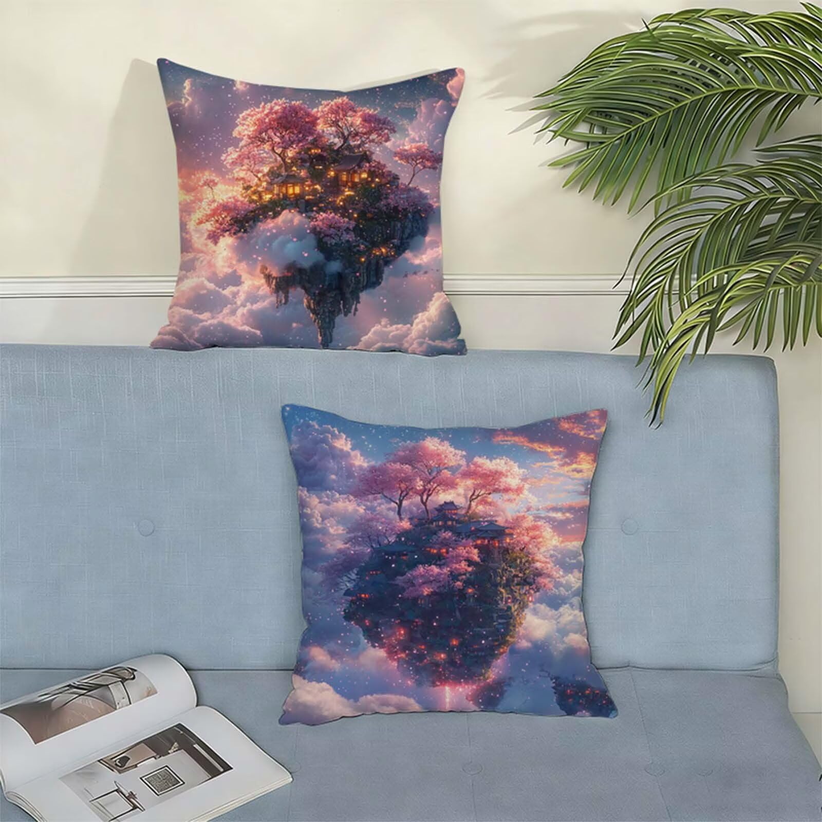 Sky Poszewki na poduszki 80 cm x 80 cm, zestaw 2 szt., poziome, dwustronne, zabawne, trwałe, można prać w pralce, do salonu, odświeżenia, idealna dekoracja domu, prezent W-1344