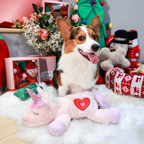 ALL FOR PAWS AFP Heart Beat Warm Unicorn - Juguete de ayuda conductual para mascotas, juguete de peluche cálido, juguetes cómodos para perros