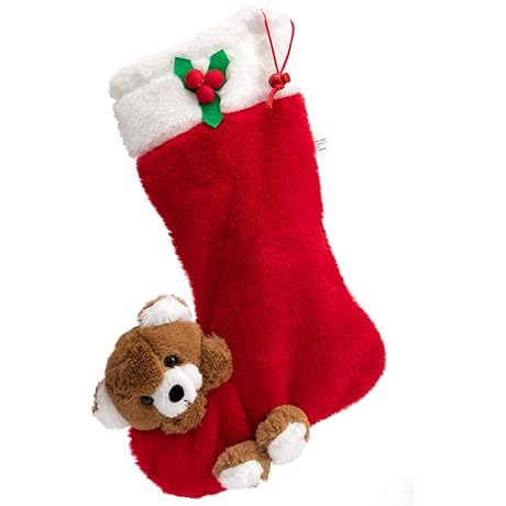 HollyHOME Christmas Stockings with Plush Bear