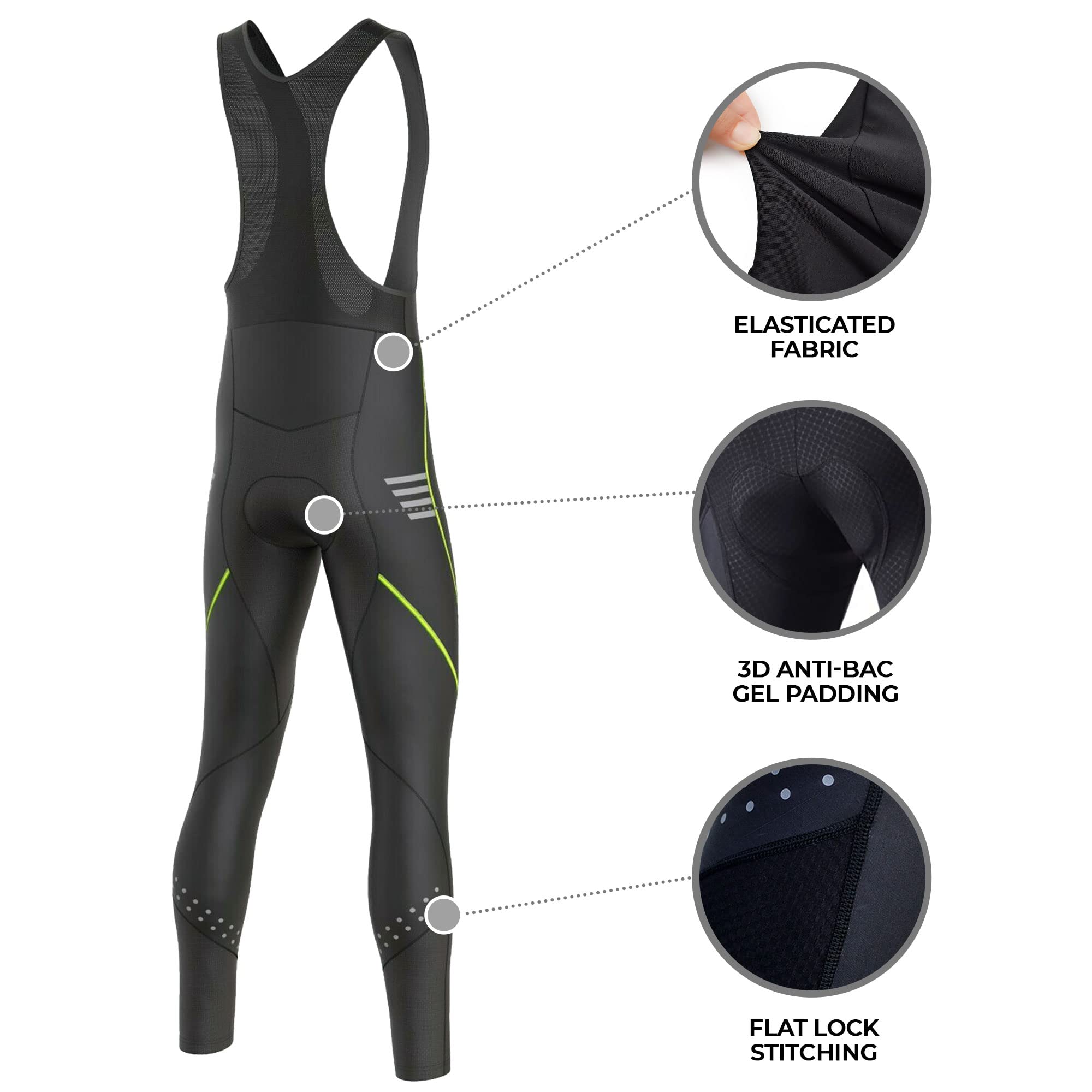 FDX Pantalones de ciclismo para hombre, con forro polar térmico en 3D, transpirable, cálido, para bicicleta, pantalones largos reflectantes, para ciclismo al aire libre