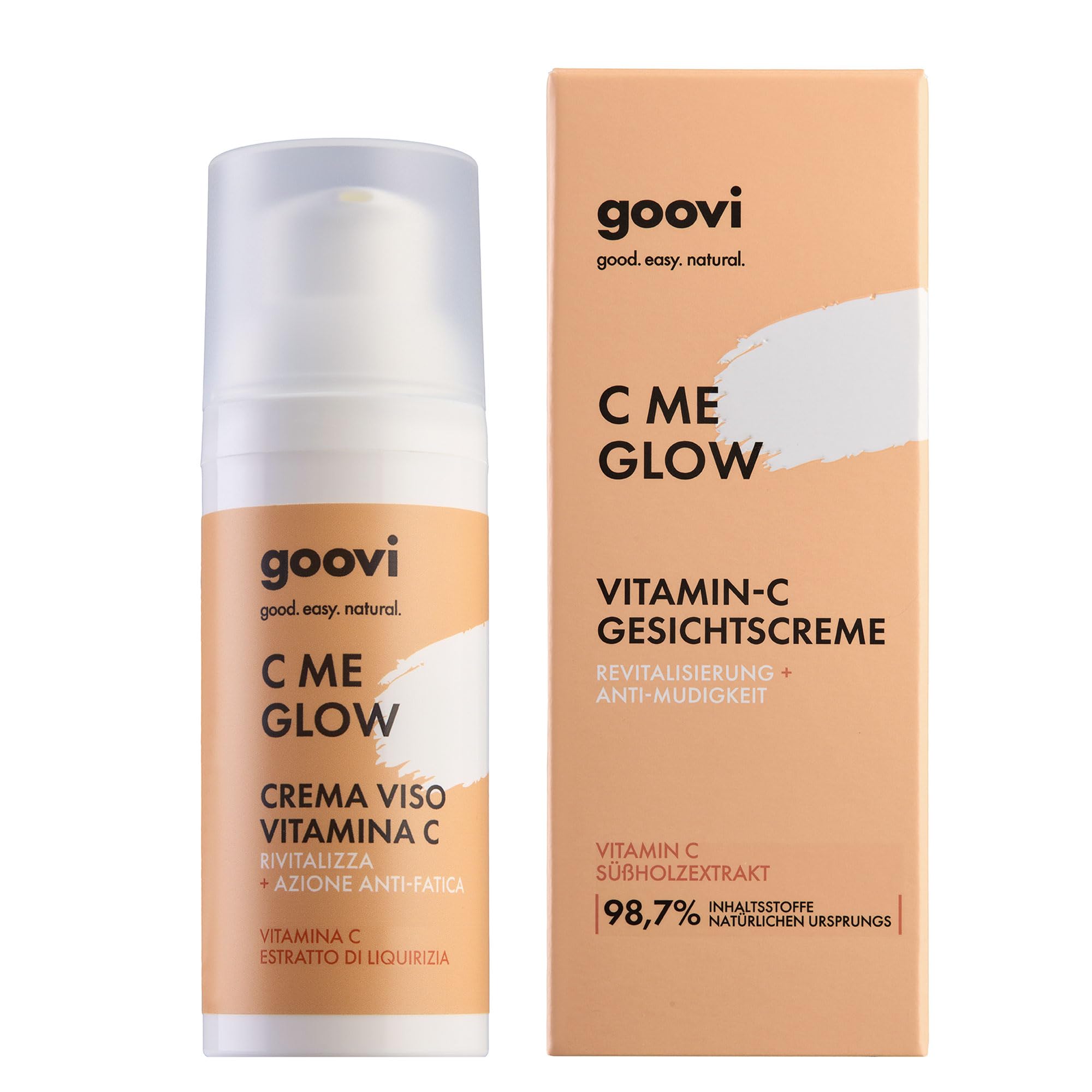 GOOVI C Me Glow Vitamin C Face Cream - Revitalisierende Gesichtscreme mit Hyaluronsäure - für strahlende, hydratisierte Haut - 50ml