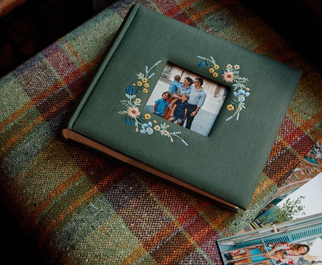RIFLE PAPER CO. Wildwood Embroidered Heirloom Photo Album | Picture Book For Special Photos, Photograph Organizer for Wedding and Baby Images | Family Memory Keepsake Gift