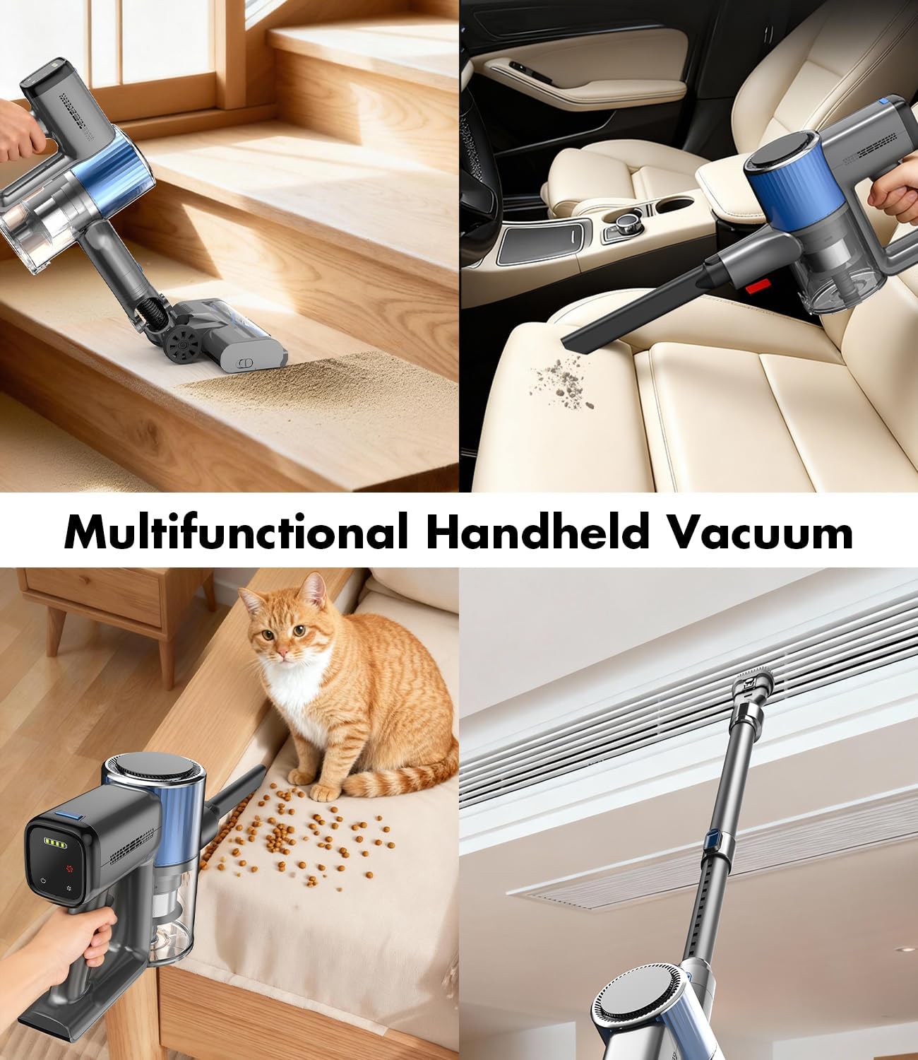 Cordless Vacuum Cleaner, 580W/50Kpa/50Mins Stick Vacuum for Home, LED Touch Screen, Anti-Tangle, Wall Mount Charging Lightweight Rechargeable Vacuum for Carpet Pet Hair Hardwood Floor Blue - Image 7