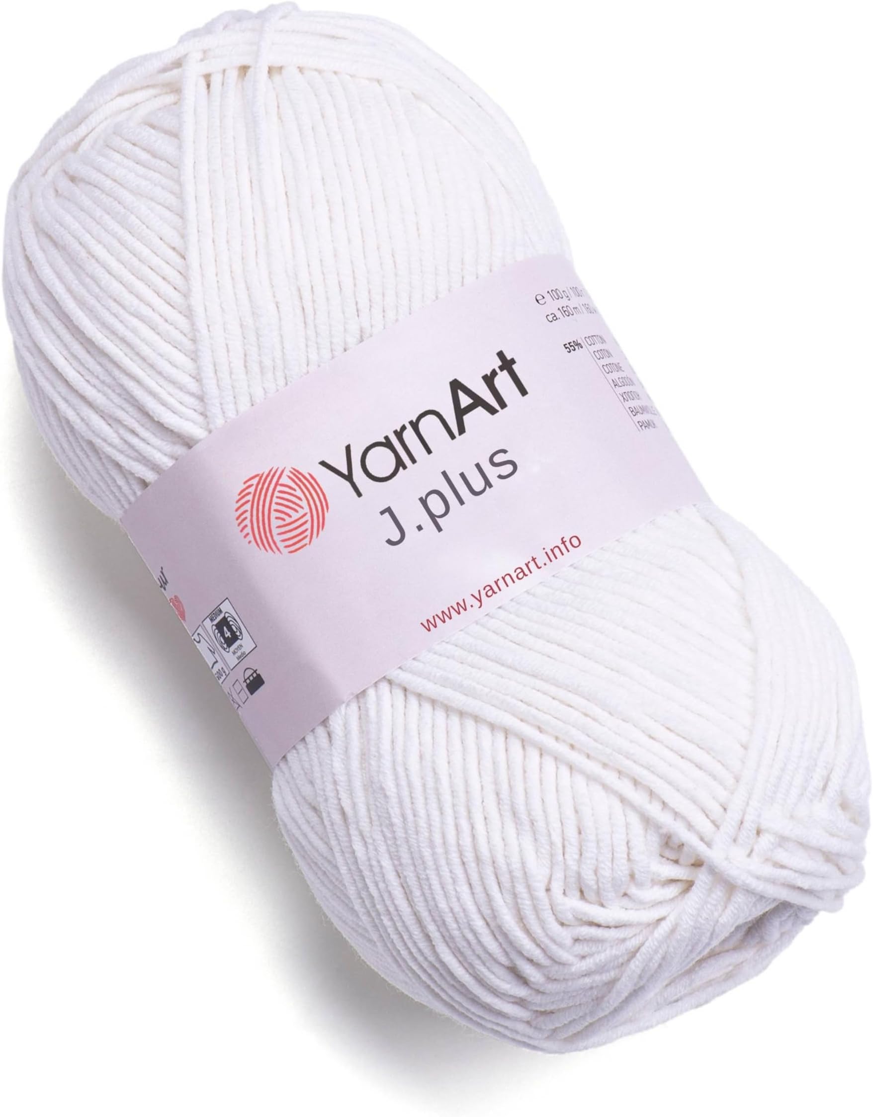 YarnArt J. Plus Soft Cotton Blend Yarn – 100g (3.5oz) 160m (174yds), 55% Cotton 45% Acrylic – Worsted Weight #4 – Ideal for Amigurumi, Baby Projects, Knitting & Crochet – Durable & Smooth (1)