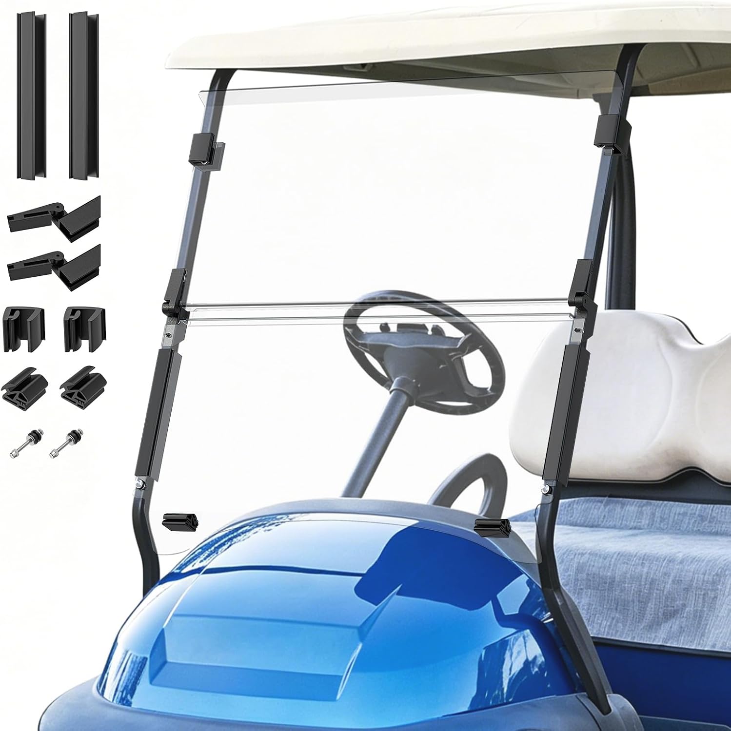 Panglong Club Car Precedent Windshield, Foldable Precedent Golf Cart Windshield Clear & Tinted, with all Windshield Clips, Fit 2004-Up Club Car Precedent, Tempo, Onward, 37.59"W X 33.97"H