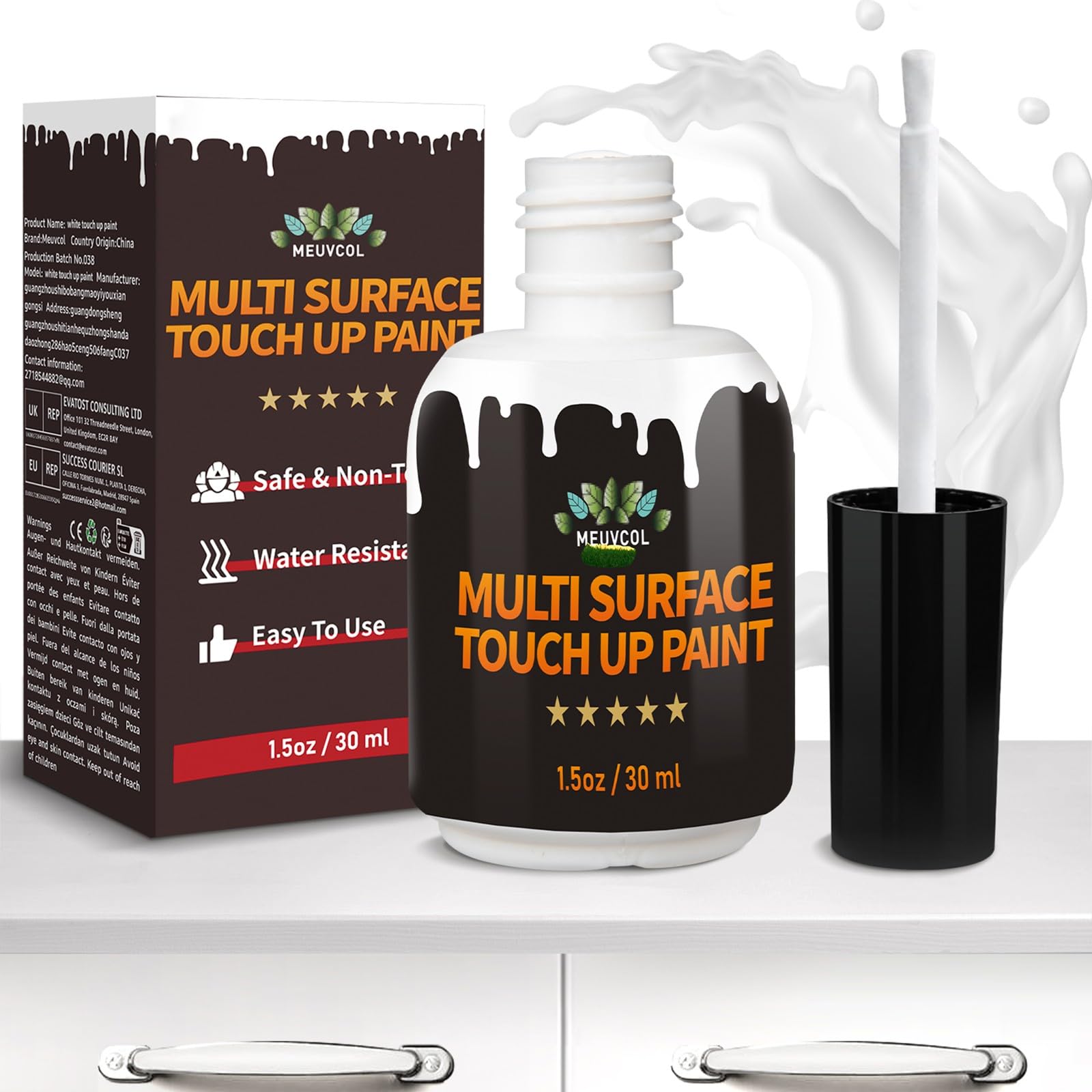 Meuvcol Pintura de retoque blanca, pintura de retoque de madera para pared, 30 ml, pintura de retoque blanca multisuperficie, pintura de retoque de pared para tina, porcelana, puerta, astillas