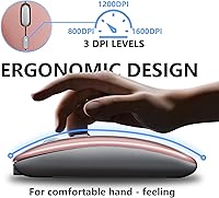 Vista 4 de Ratón inalámbrico ultrafino de 2.4 G para oficina, mouse de carga silenciosa, mouse para el hogar con receptor USB, compatible con portátil, PC