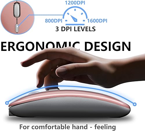 Miniatura 4 de Ratón inalámbrico ultrafino de 2.4 G para oficina, mouse de carga silenciosa, mouse para el hogar con receptor USB, compatible con portátil, PC,