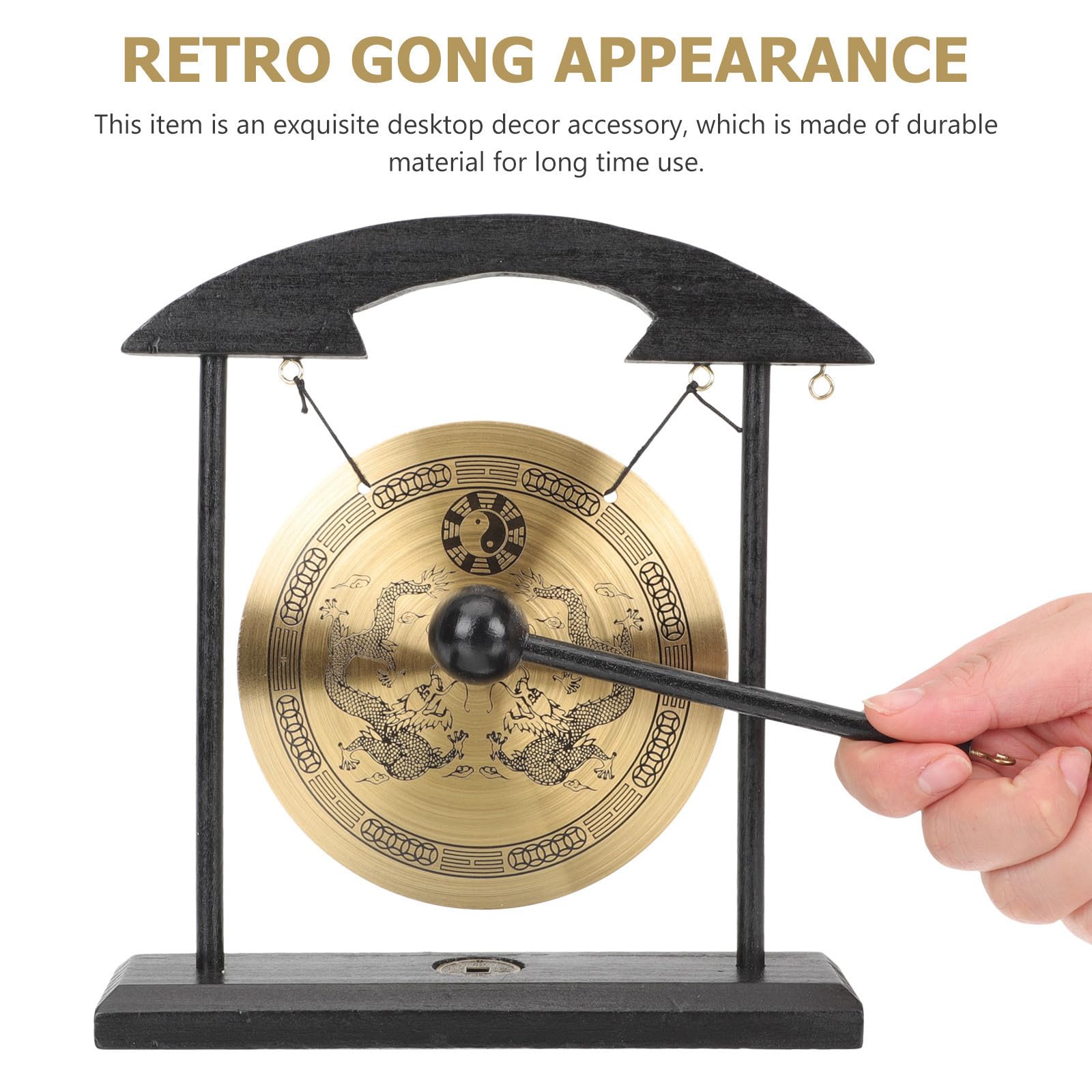 BESPORTBLE 3 Stück Vintage Doppeldrache Kupfergong Ornament für Zuhause