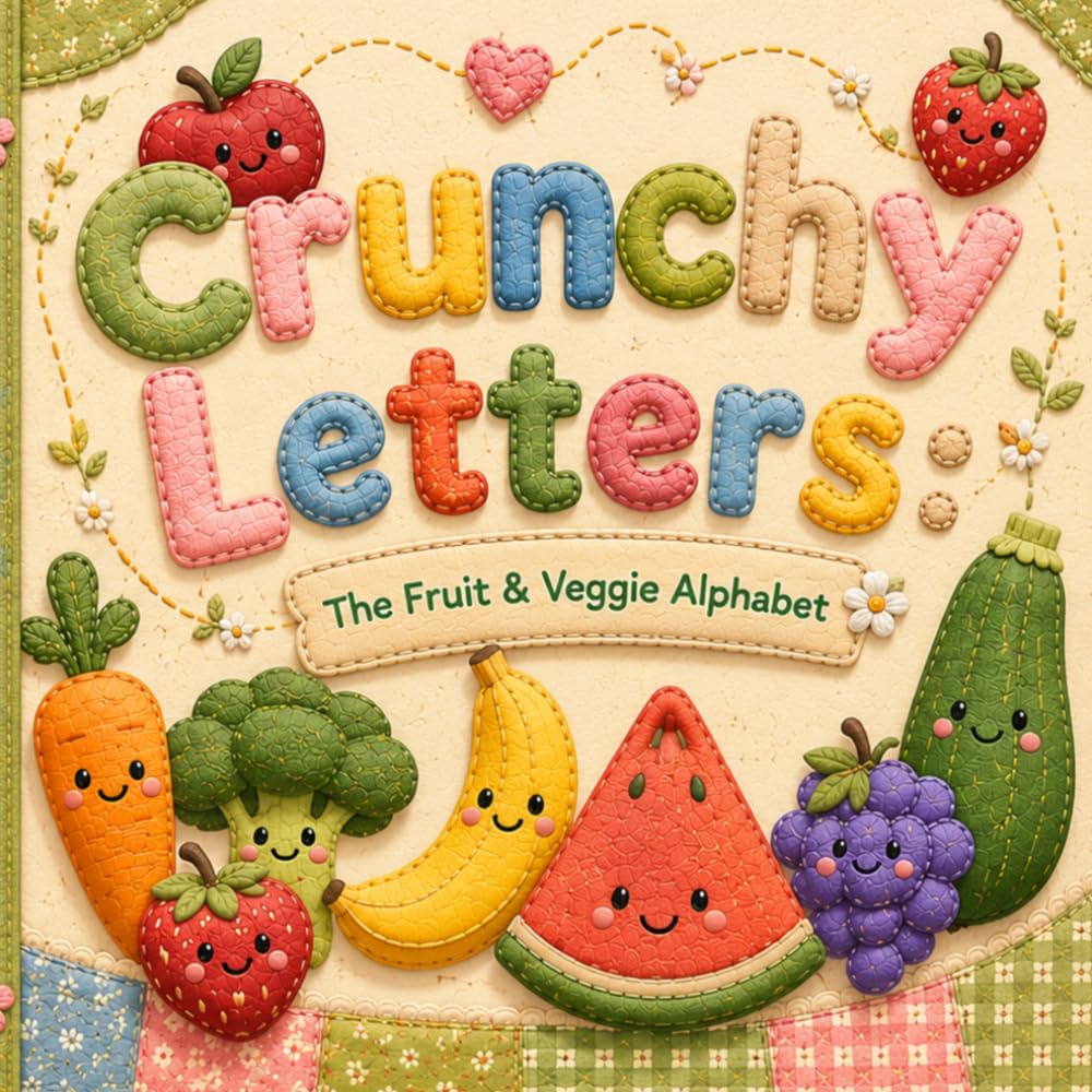 Crunchy Letters: The Fruit & Veggie Alphabet: A Cozy A–Z Adventure Through Fabric inspired illustrations of Fruits and Vegetables