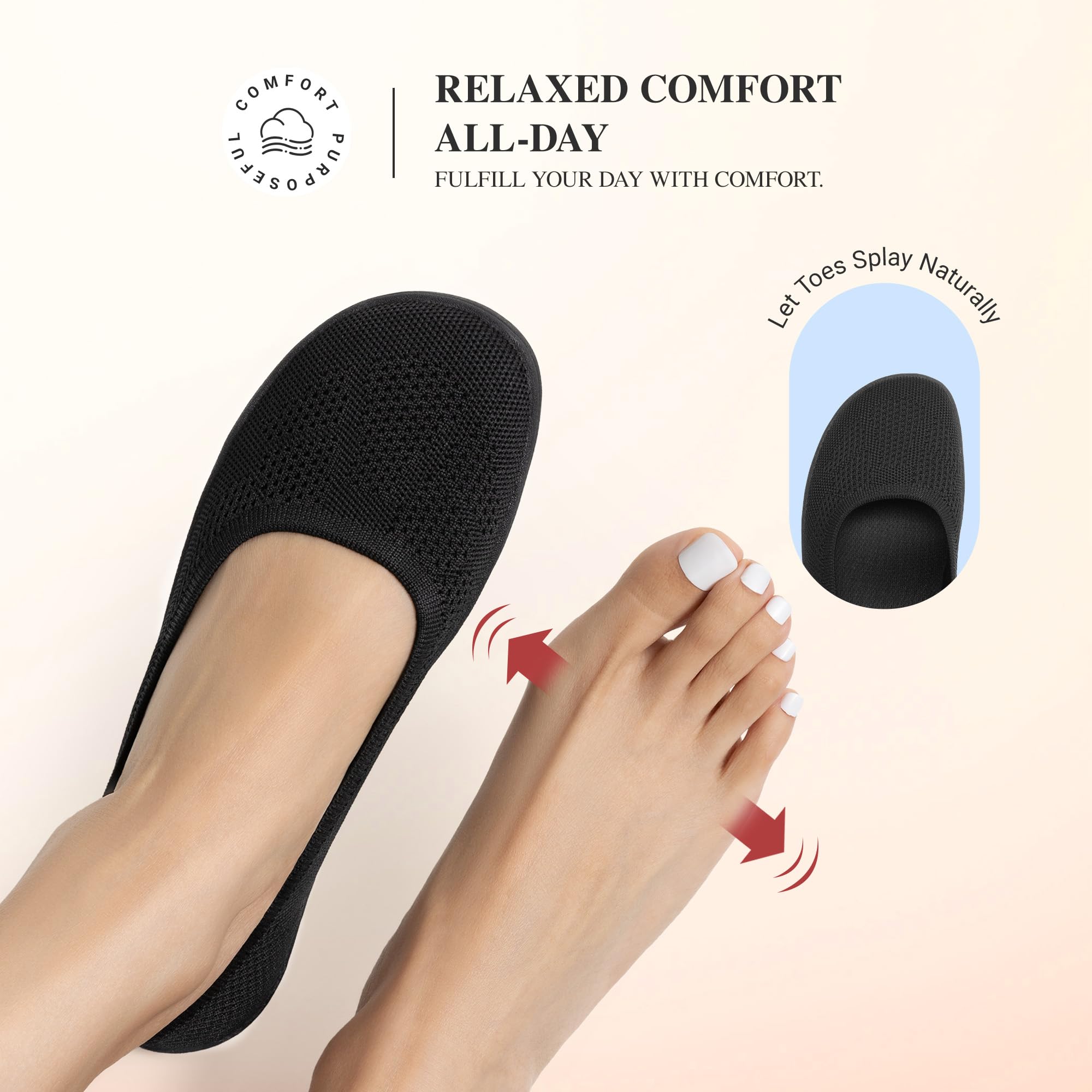 DREAM PAIRS Women's Ballet Flats Dressy Arch Support Wide Toe Box Knit Flats Comfortable Round Toe Slip On Travel Work Business Office Barefoot Shoes