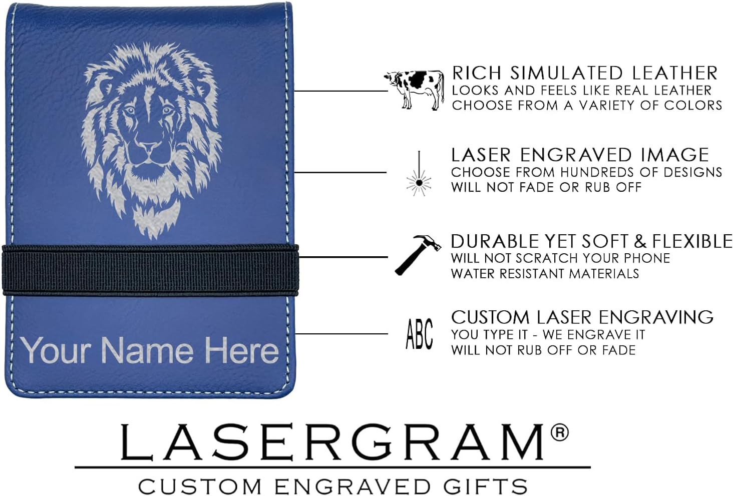 LaserGram Mini Padfolio with Notepad and Pen, Grad Cap Class of 2024, 2025, 2026, 2027, Personalized Engraving Included (Dark Blue)