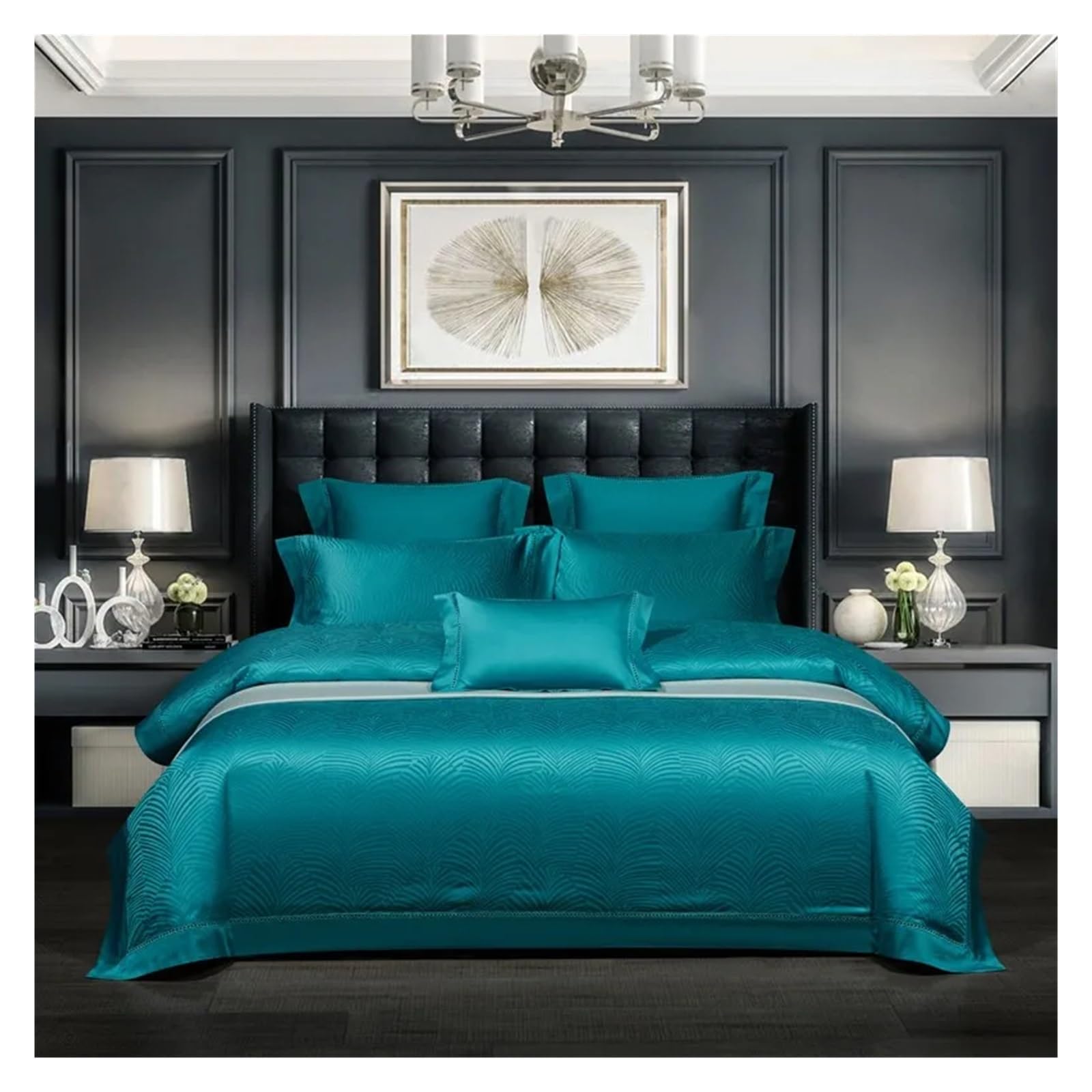 Sbcgfy C Bed Four Pieces Set, Hi Damask Jacquard Duvet Over Set Queen King Size 4Pcs 1000T Egyptian Otton Bedding Set Bed Sheet Pillowcase,-King Size 2.0M Bed 4Pcs
