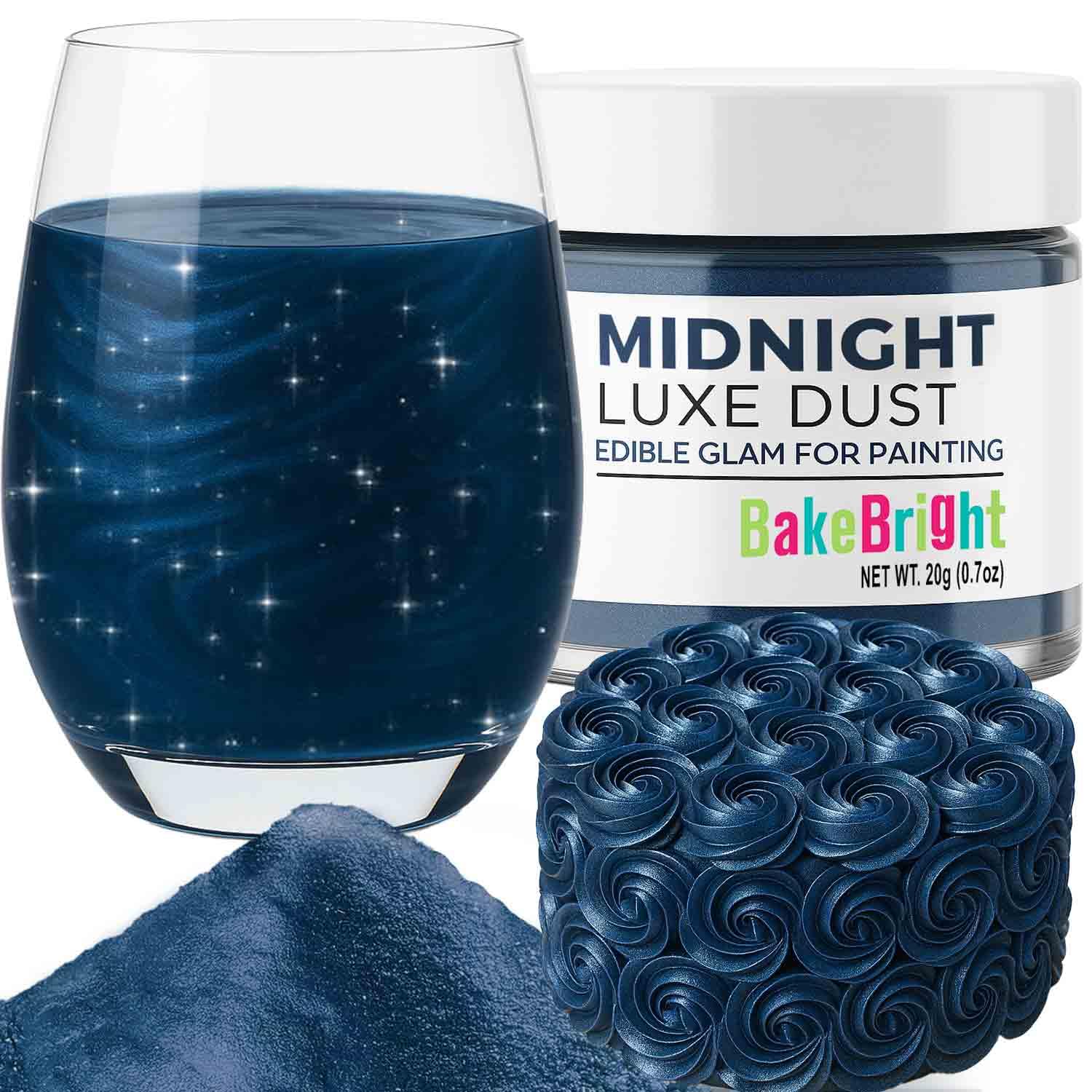 Bulk (20g) Navy Blue Luster Dust Edible Glitter for Cocktails | Premium Edible Navy Blue Luster Dust for Cake Decorations - Edible Glitter for Drinks