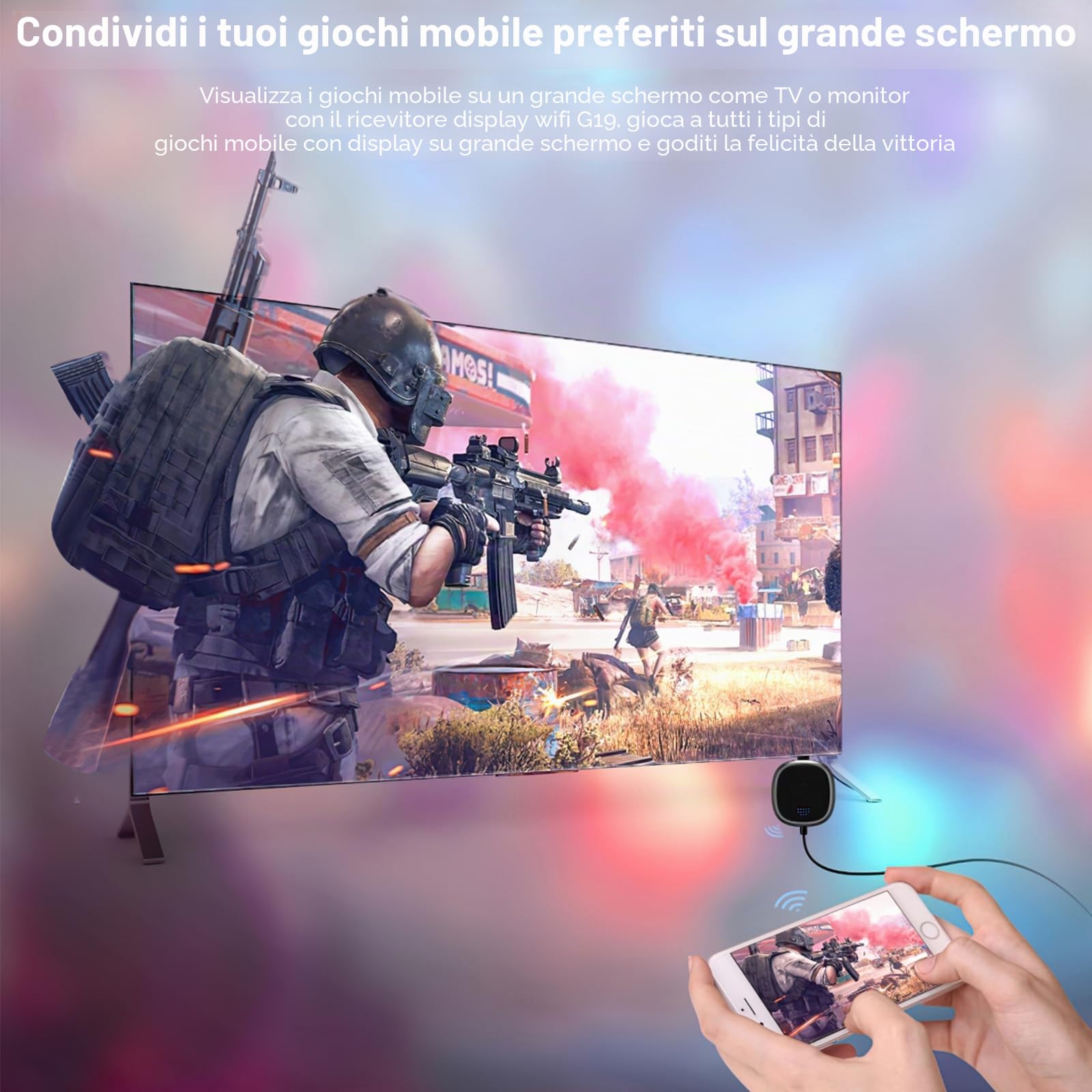 OBEST Wireless WiFi Display Dongle 4K,Adattatore Display HDMI,Dispositivo su Schermo WiFi HD 2.4G, Ricevitore di Streaming Video per Android/iOS/Windows/Mac/TV/Monitor/Proiettore 5G