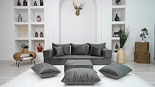 8" Thickness Velvet Floor Seating, Dark Gray Sectional Sofa, Velvet Floor Sofa, Meditation Sofa, Toddler Floor Bed, Floor Pillow, Floor Couch, Futon Sofa Bed, Sectional Sofa (Sofa Only)