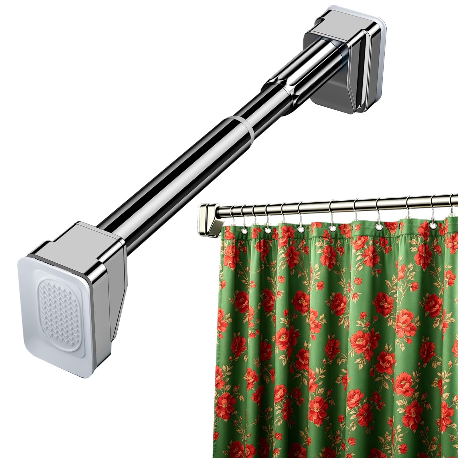 Tringle à rideau de douche réglable sans perçage en acier inoxydable 160-250 cm (argenté) – Installation facile pour salles de bains et placards