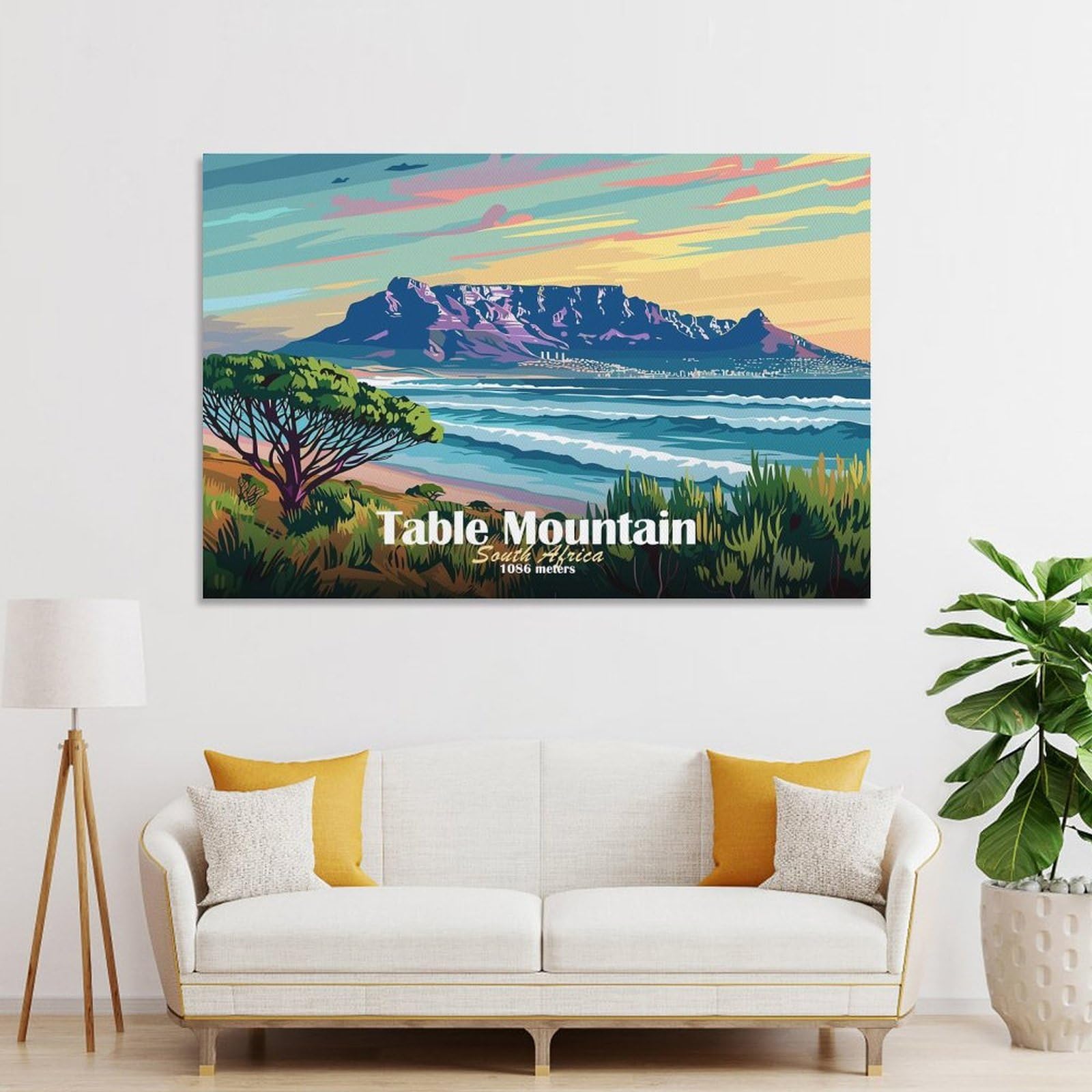 Junmoney Unframe-Style Table Mountain, South Africa Wall Art Print 24X36inch(60X90cm), For Lounge, Study, Hallway Or Flat Walls, Decorative Artwork With Broad Appeal