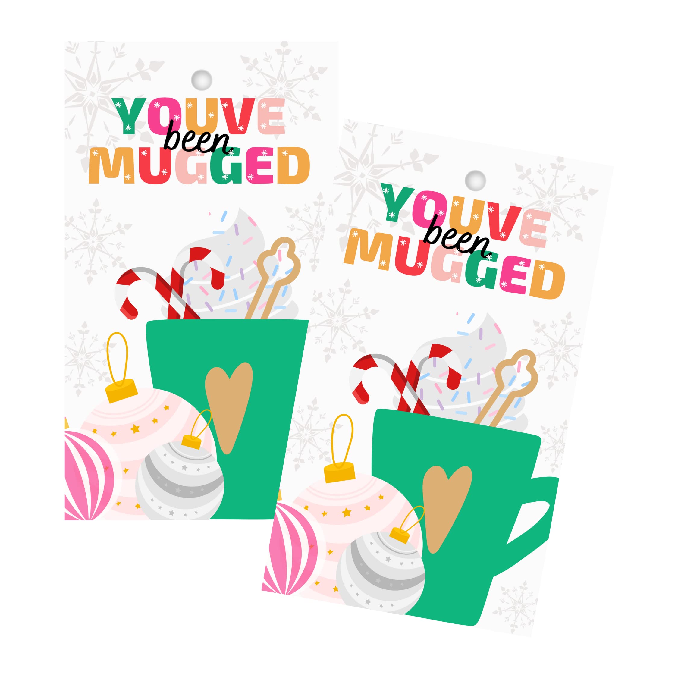 You’ve Been Mugged Holiday Hang Tags | 30 Pack | 2” x 3.5” inches Business Card Size | Christmas Vibes You’ve Been booed Christmas Door Game Neighbors
