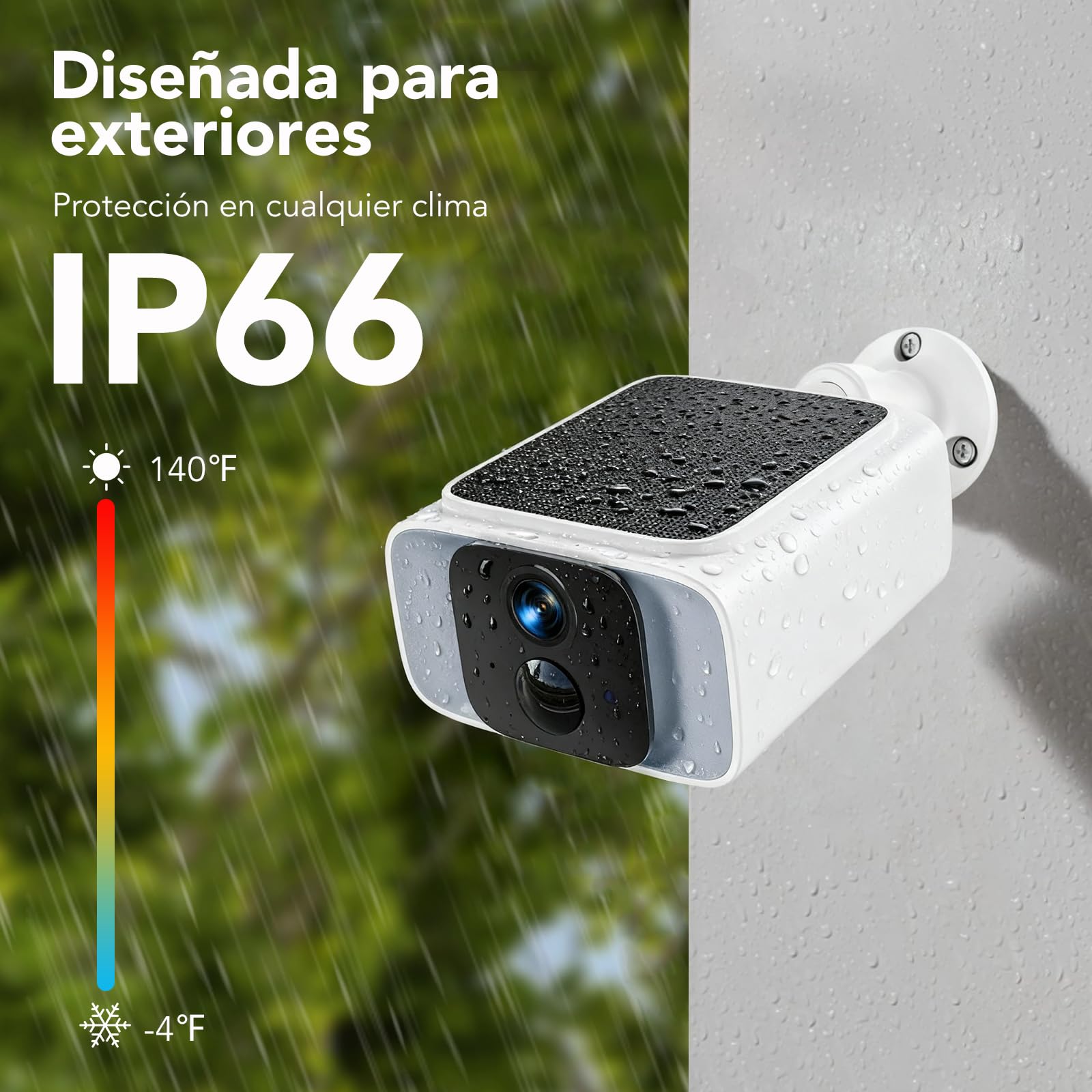 GNCC 2K Cámara Vigilancia Exterior Solar, WiFi 2.4/5GHz, IP66, 2 Paquetes | Panel Solar Integrado, Visión Nocturna Color, Détection Humaine PIR, Audio Bidireccional, Instalación 100% inalámbrica, Alexa