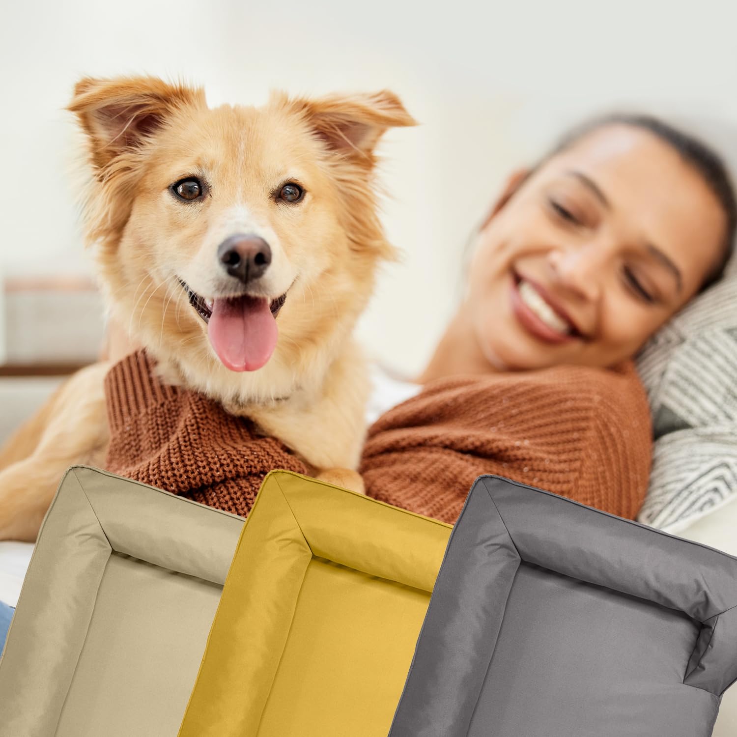 Lumaland Ortopedyczne legowisko dla psa, do użytku na zewnątrz i wewnątrz, ergonomiczna sofa dla psa 70 x 60 cm, idealne dla małych psów, antypoślizgowa podłoga, wypełnienie i poszewka nadaje się do