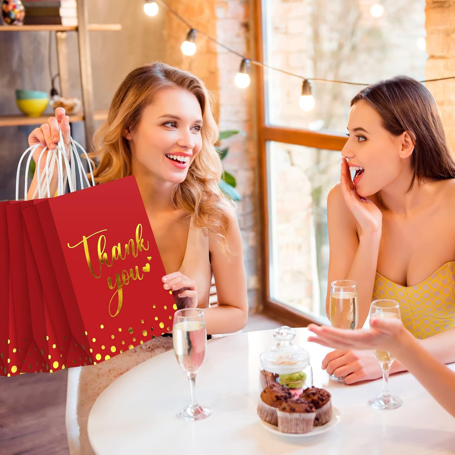 Tinlade 30 Pcs Thank You Gift Bags with Tissue Paper Gold Thank You Wedding Bags with Handle for Graduation Business Shopping Wedding Shower Party Favors(Red) - Image 7