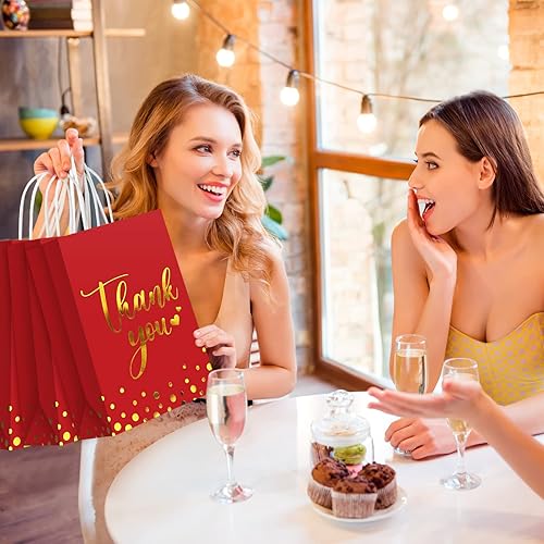 Miniatura 7 de Tinlade 30 bolsas de regalo de agradecimiento con papel de seda dorado con asa para graduación, negocios, compras, boda, baby shower, recuerdos de