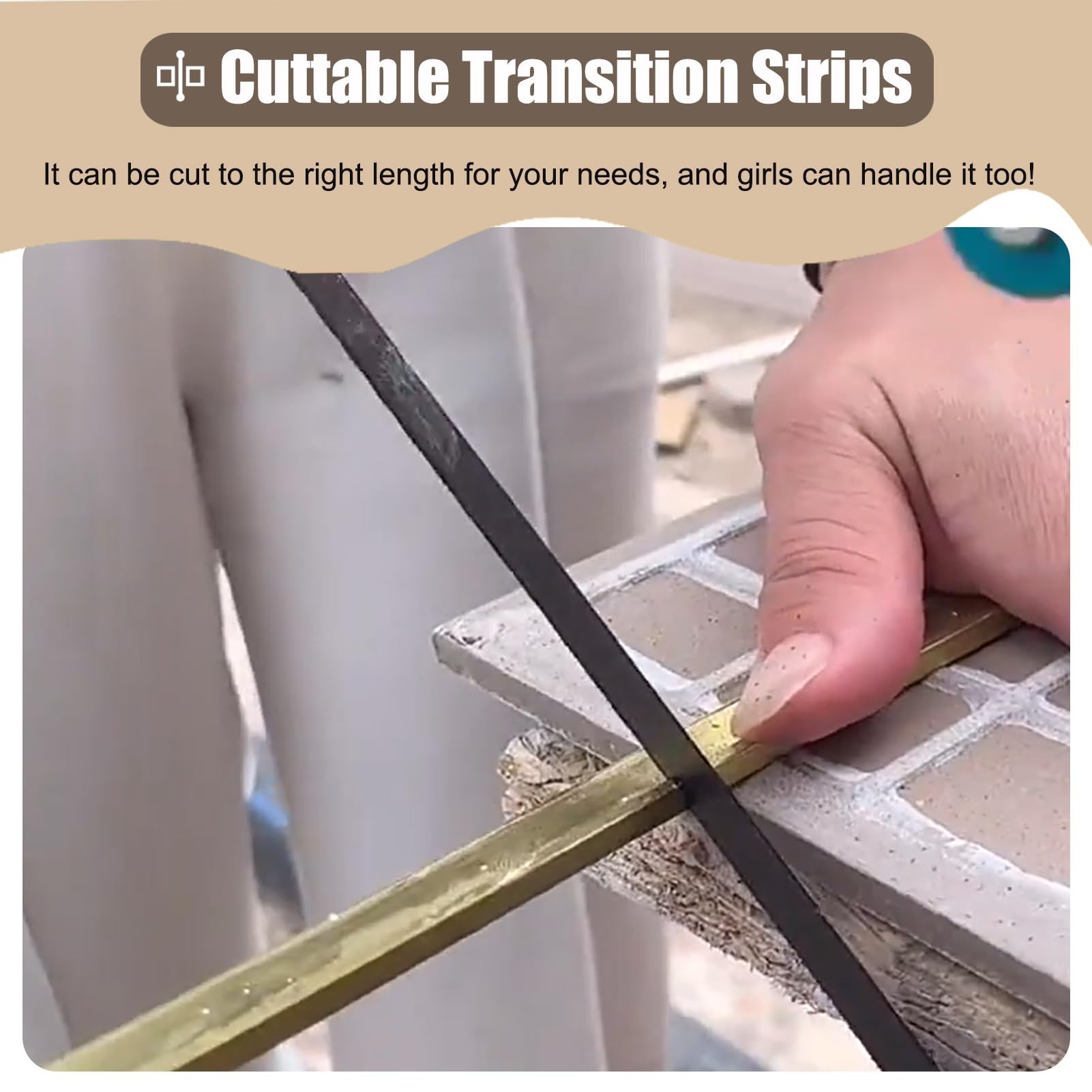 Bodenübergangsleiste, Türschwellen, Rampe for Hartholz, 2er-Pack, Eingangsübergänge, Trennwand-Finish for Fliesenstufen, Messing-Schwellenrampenverkleidung(6x3mm)