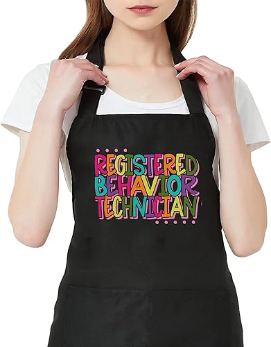 Delantal de técnico de comportamiento registrado para mujer con 2 bolsillos ABA Therapist impermeable ajustable babero cocina delantal de cocina