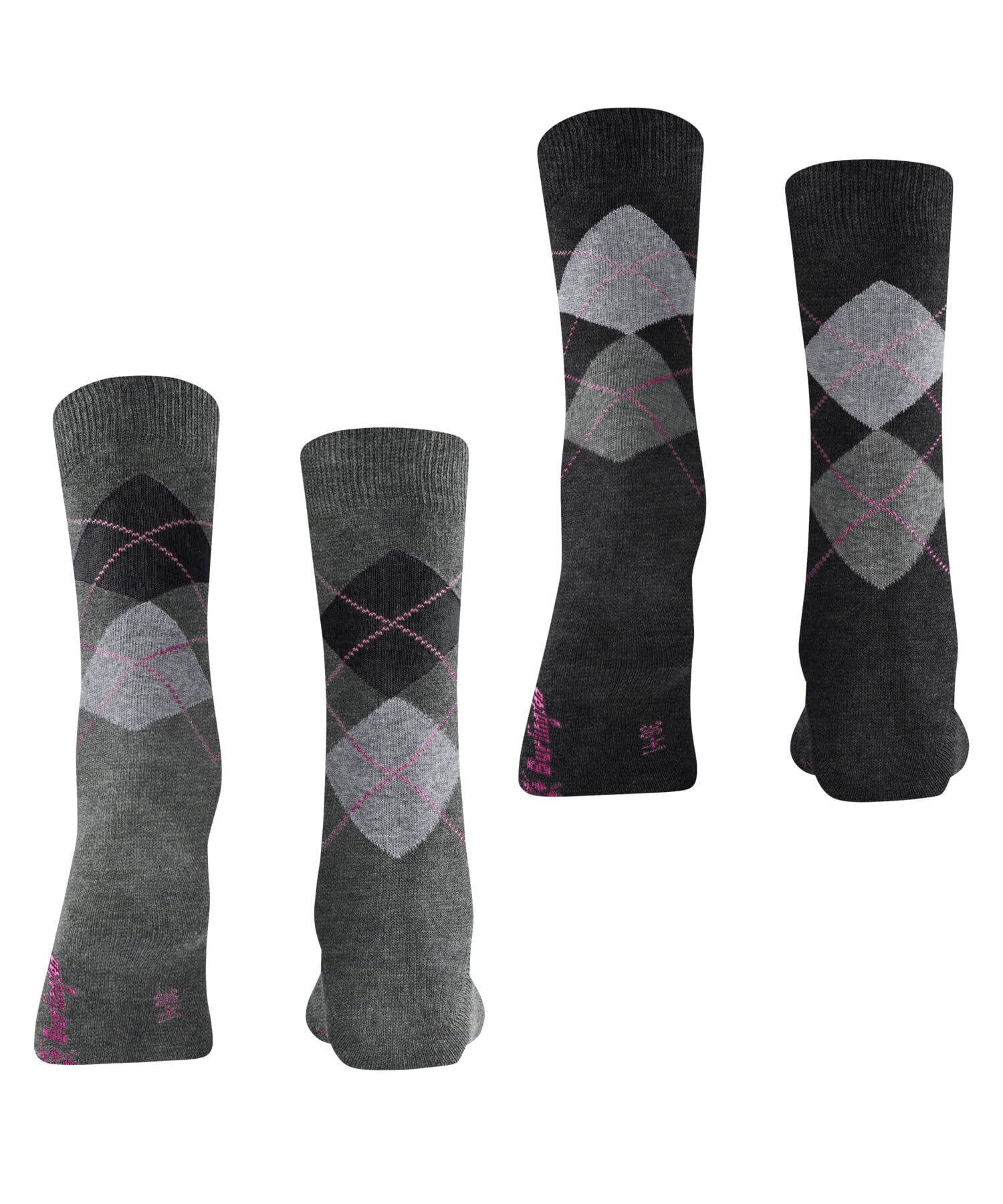 Burlington Kobiety Skarpety Everyday Argyle W So bawełna z wzorem 2 Pak, Szary Light Grey Melange 3390, 36-41
