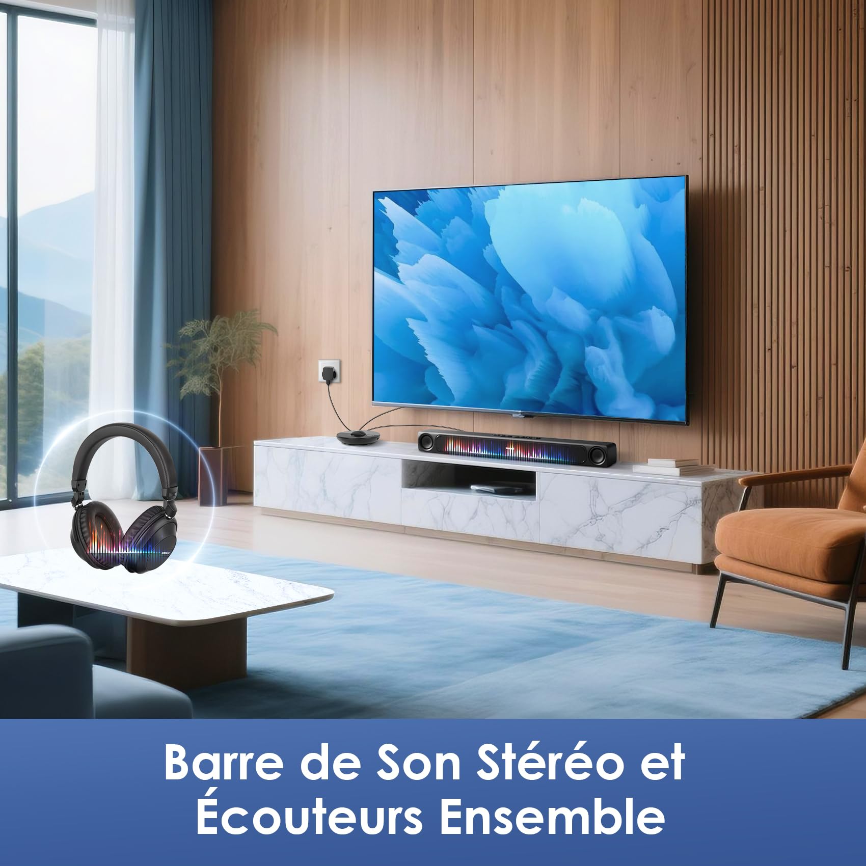 SIMOLIO Bluetooth Casque TV sans Fil, avec Son Clair & Puissant, JH-747D