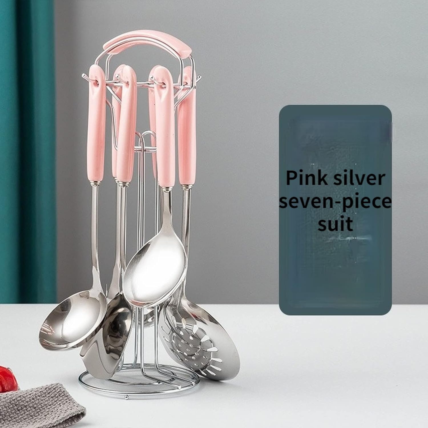 Set di Utensili da Cucina, Set di Utensili da Cucina 7 Pezzi di Pentole Utensili da Cucina con Manico in Ceramica in Acciaio Inossidabile