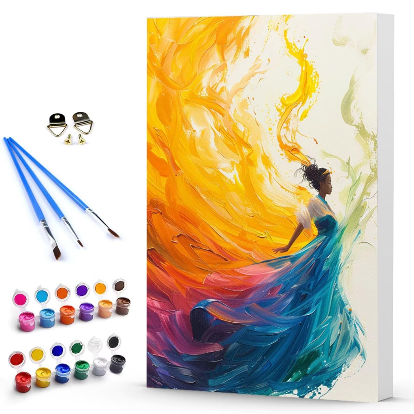 Tifnuer Pittura Ad Olio Con Numeri – Donna Astratta, Kit Completo Con 24 Acrilici E Pennelli, 80x110cm