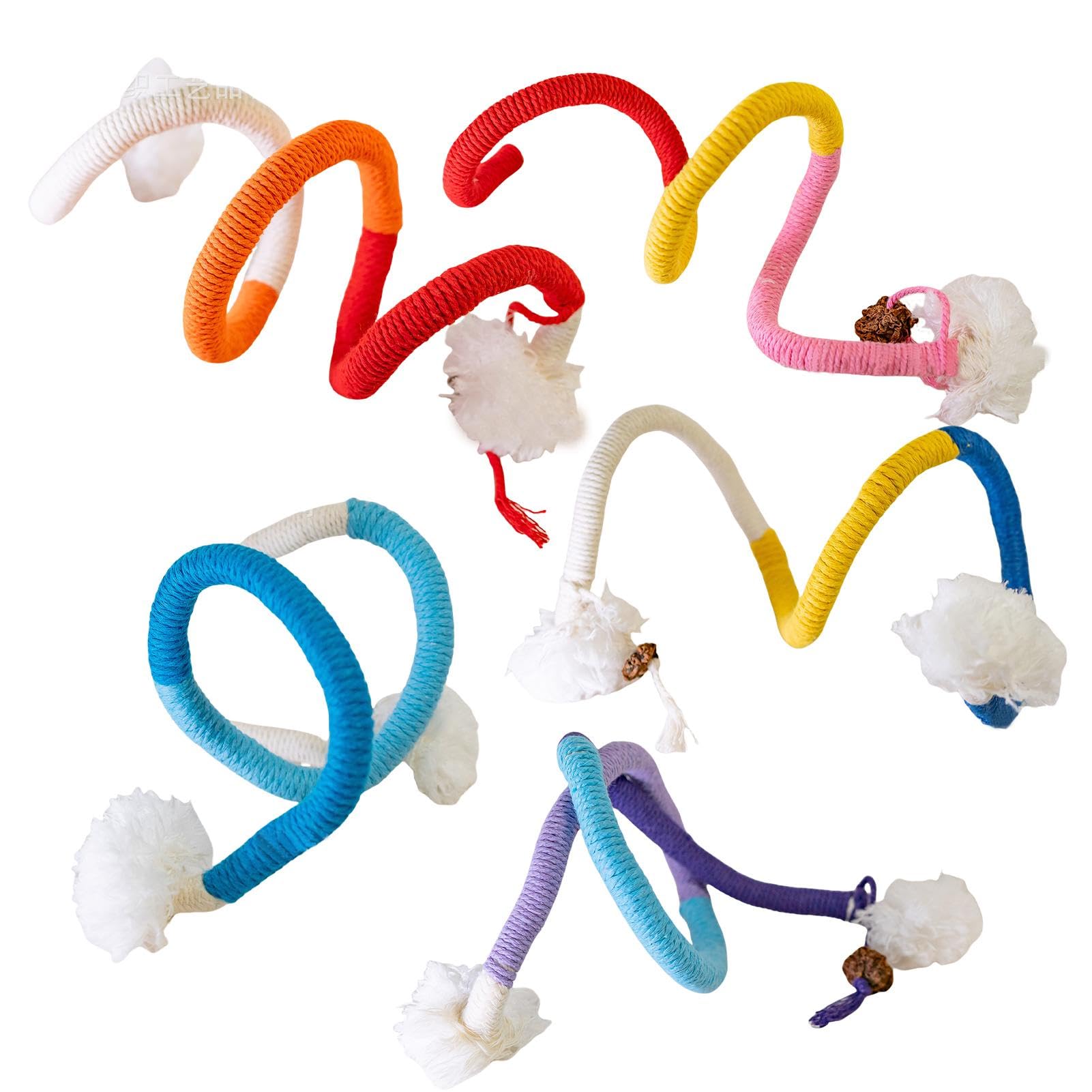 4 stuks katten speelgoed, bijt touw kattenkruid speelgoed kattenkruid speelgoed muis kitten speelgoed interactieve katten speelgoed voor binnenkatten kitten voor verveling en beweging (geel rood