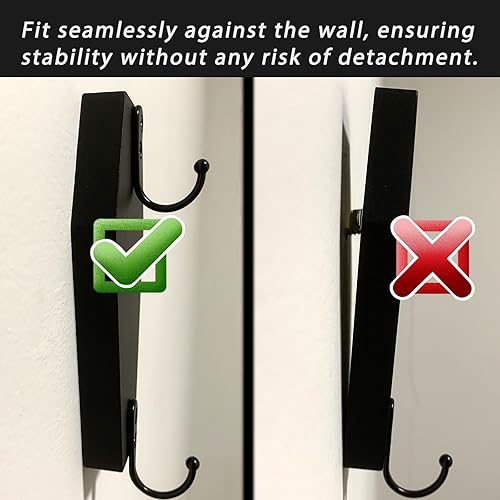 Miniatura 5 de Gancho de pared de ataúd para llaves, decoración gótica espeluznante del hogar para pared, colgador rústico de madera negra para llaves, tazas,