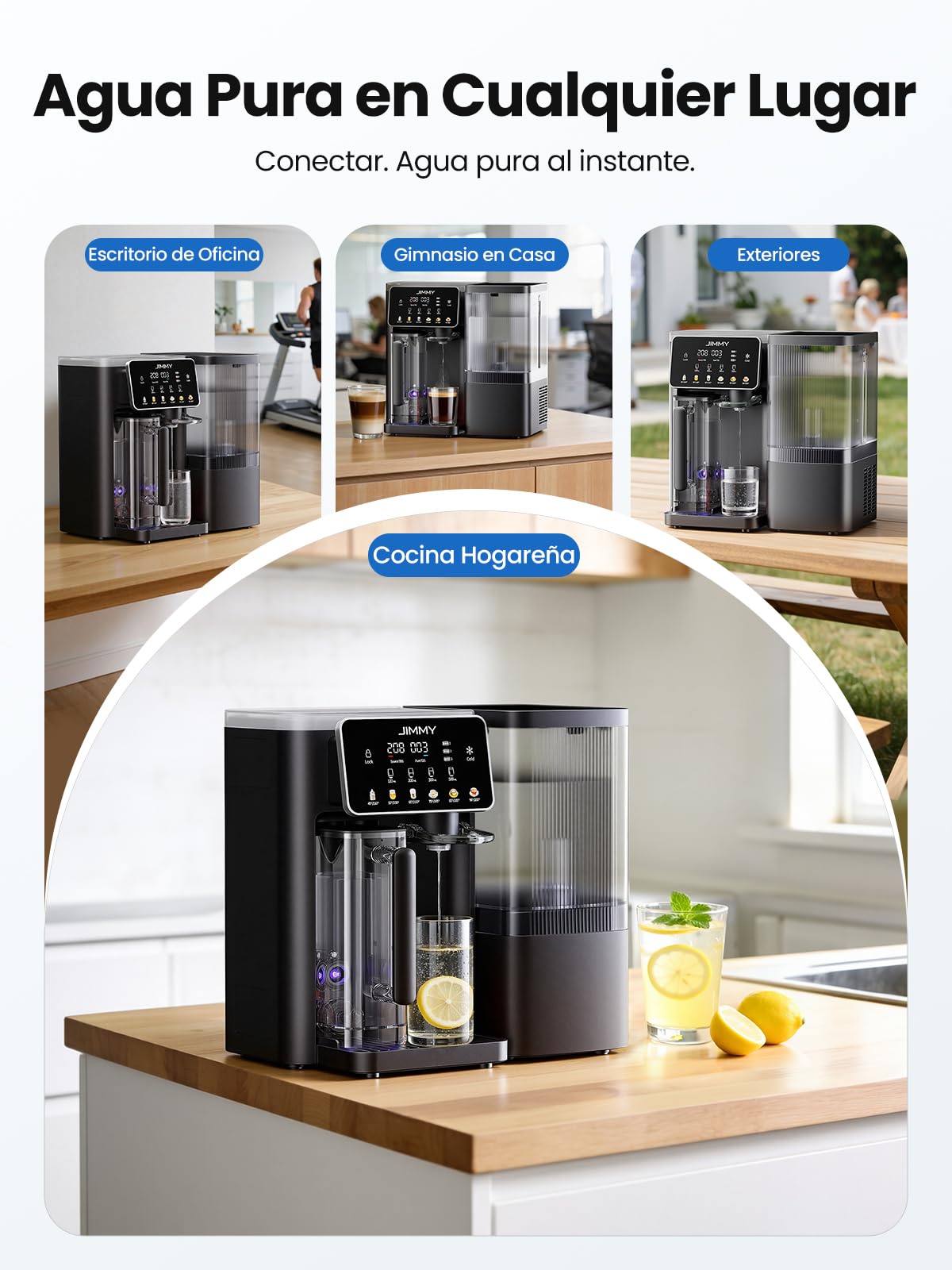 Jimmy R9 Pro Sistema de Ósmosis Inversa para Encimera, Filtro de Agua con Dispensador de Agua Caliente y Fría, 7 Etapas de Filtración UV, Calentamiento Rápido, Pantalla Inteligente TDS