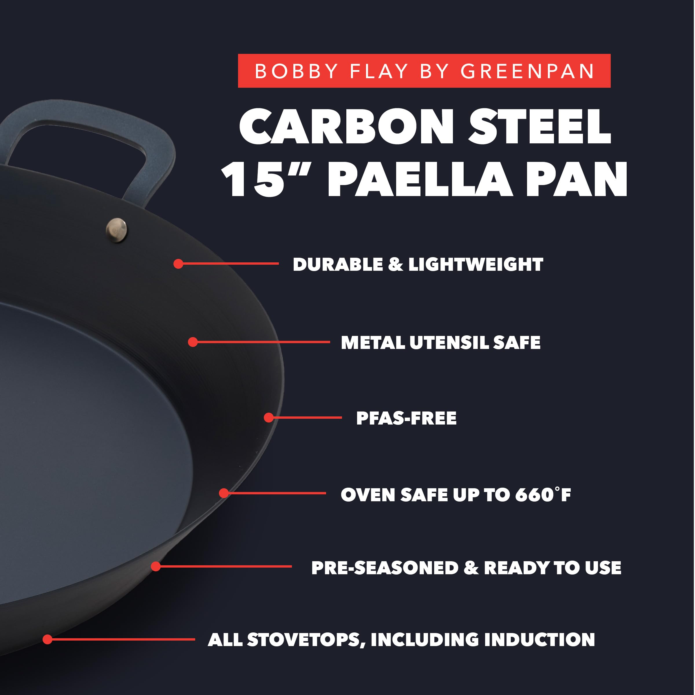 Bobby Flay GreenPan Paella Pan - Pre-Seasoned -6