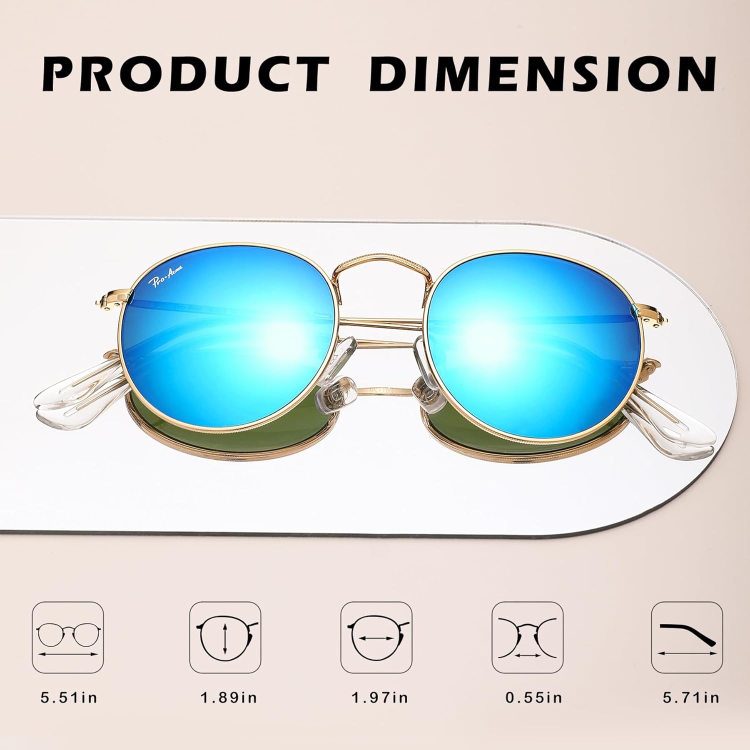 Pro Acme Round Sunglasses Glass Lens Metal Frame Retro Circle Sun Glasses for Women Men - Image 5