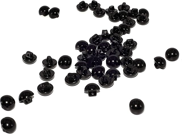 Happium - 12mm Buttons Round Domed Sewing Pearl - 50pk (Black)