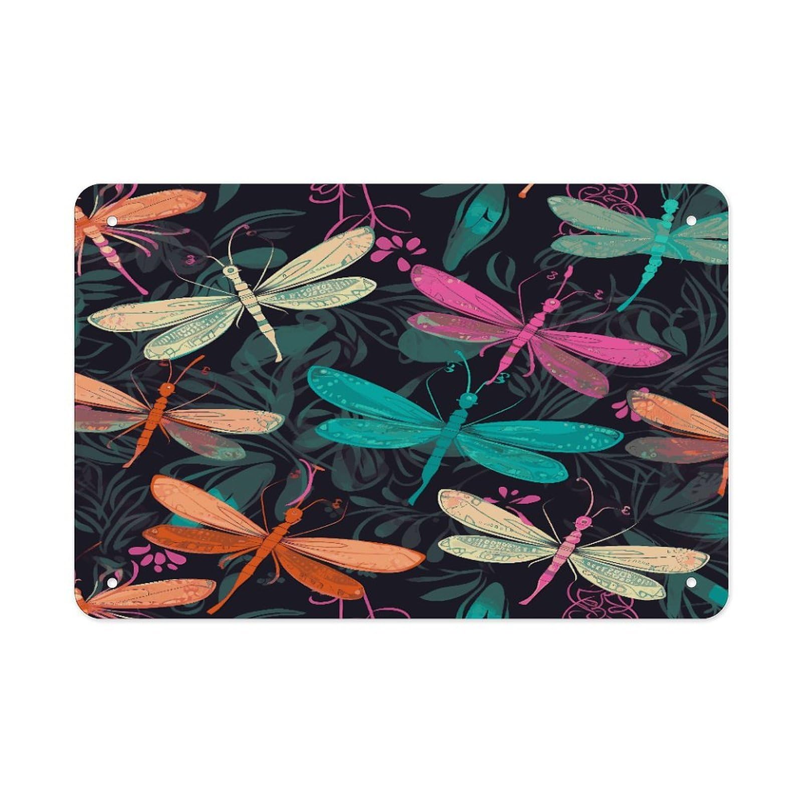 Fekiloot Style Cute Dragonfly Metal Signs Wall Art Tin Sign