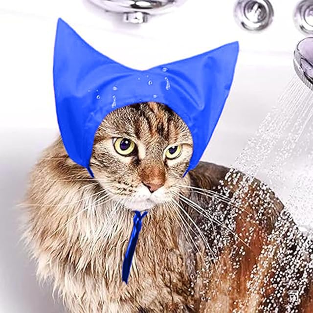 Foto 5 de 5 de Shienfir Gorro de ducha ajustable para mascotas, ajustable, impermeable, con cubierta para las orejas