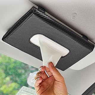 Car Sun Tissue Box Black Leather Carbon