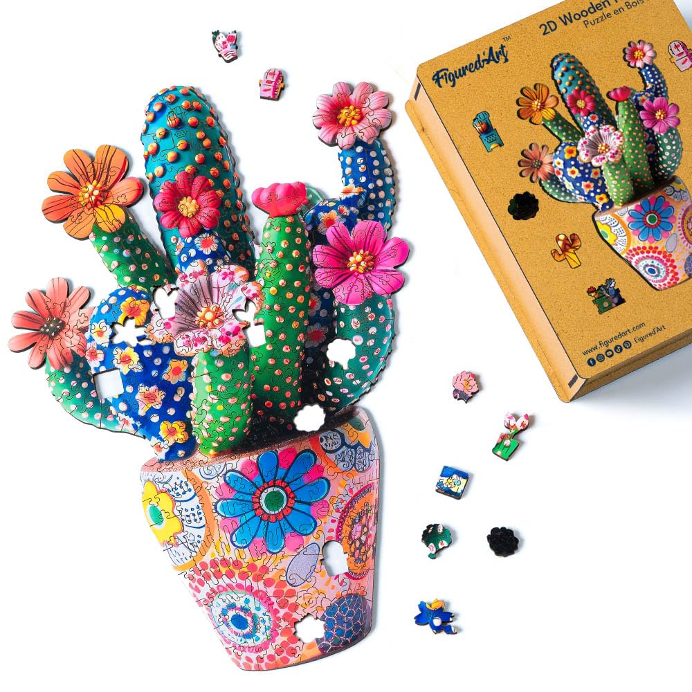 Figured'Art Puzzle In Legno 200 Pezzi: Fiorista Fantasiosa, 22,4x32 Cm, Forme Uniche, Scatola Premium In Legno, Idea Regalo
