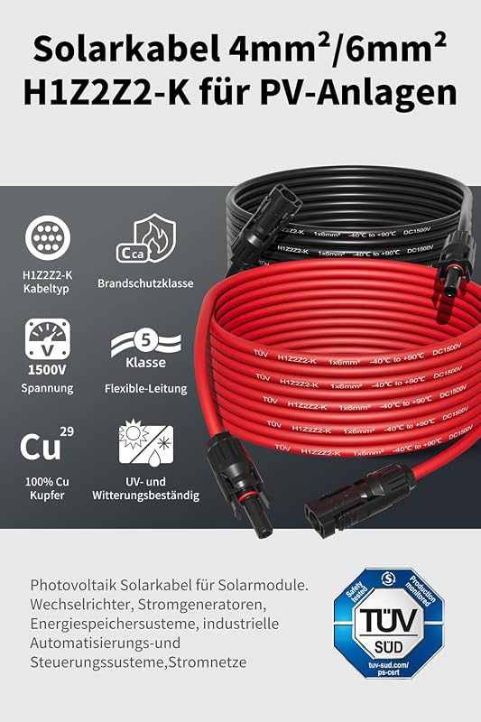 enernova Napelem Kábel 6mm² 10m IP67 Vízálló Multi-Contact Csatlakozó