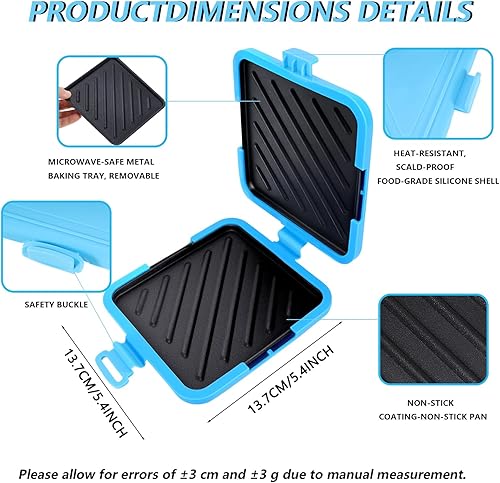 Miniatura 2 de Sandwichera, tostadora con platos antiadherentes, tostadora para microondas, tostadora de microondas con apta para lavavajillas, adecuada para