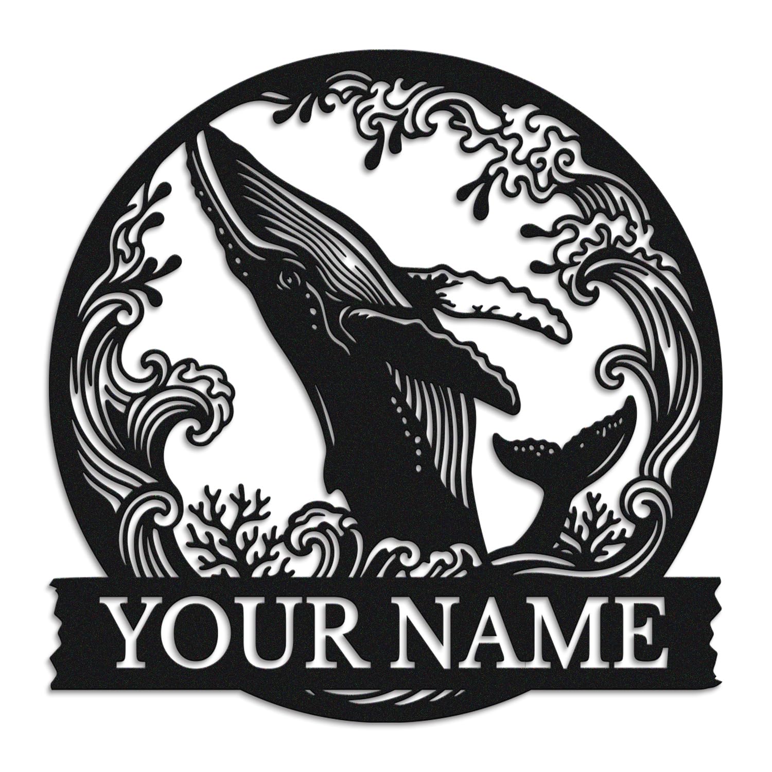 Personalized Whale Wall Art – Ocean-Themed Decor for Entryway or Living Room – Handcrafted Marine Sculpture for Coastal Home, Beach Cottage, or Nursery (Style-3)