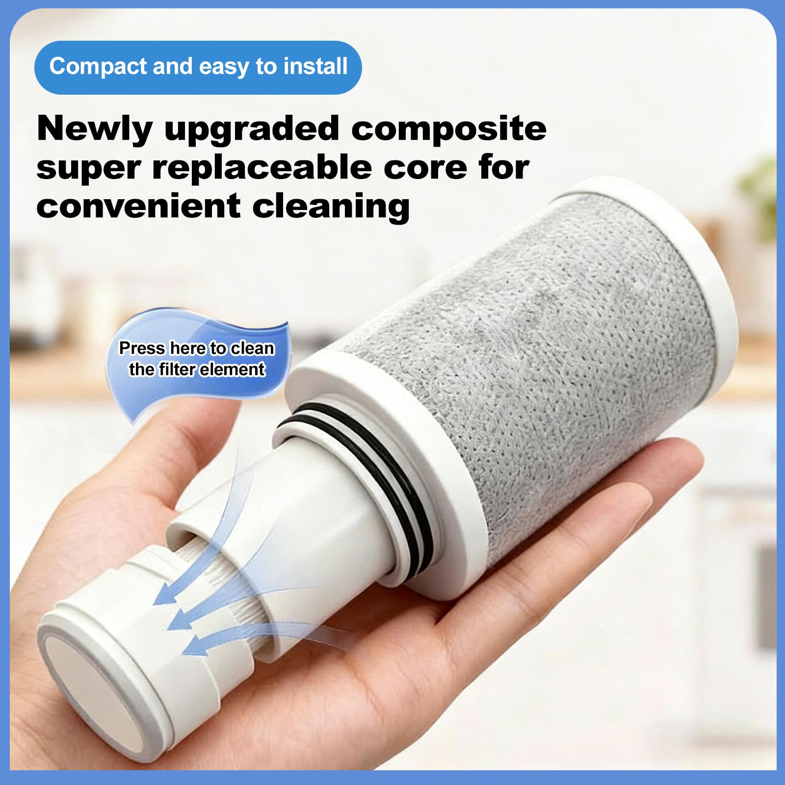 2 Stück Wasserreiniger Filterelement, Wasserfilter Wasserhahn, Filterelement Filtert Chlor, Aktivkohleblock Filterkartusche für Wasserhahn, Reduziert Chlor, Geschmack und Geruch